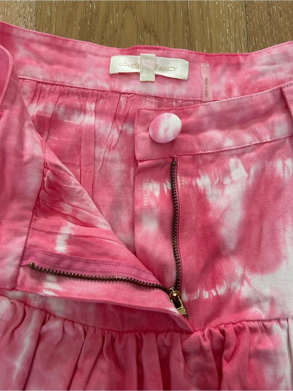 LoveShackFancy Coral Pink Tie-Dye Ruffle Mini Skirt - Picture 4 of 10